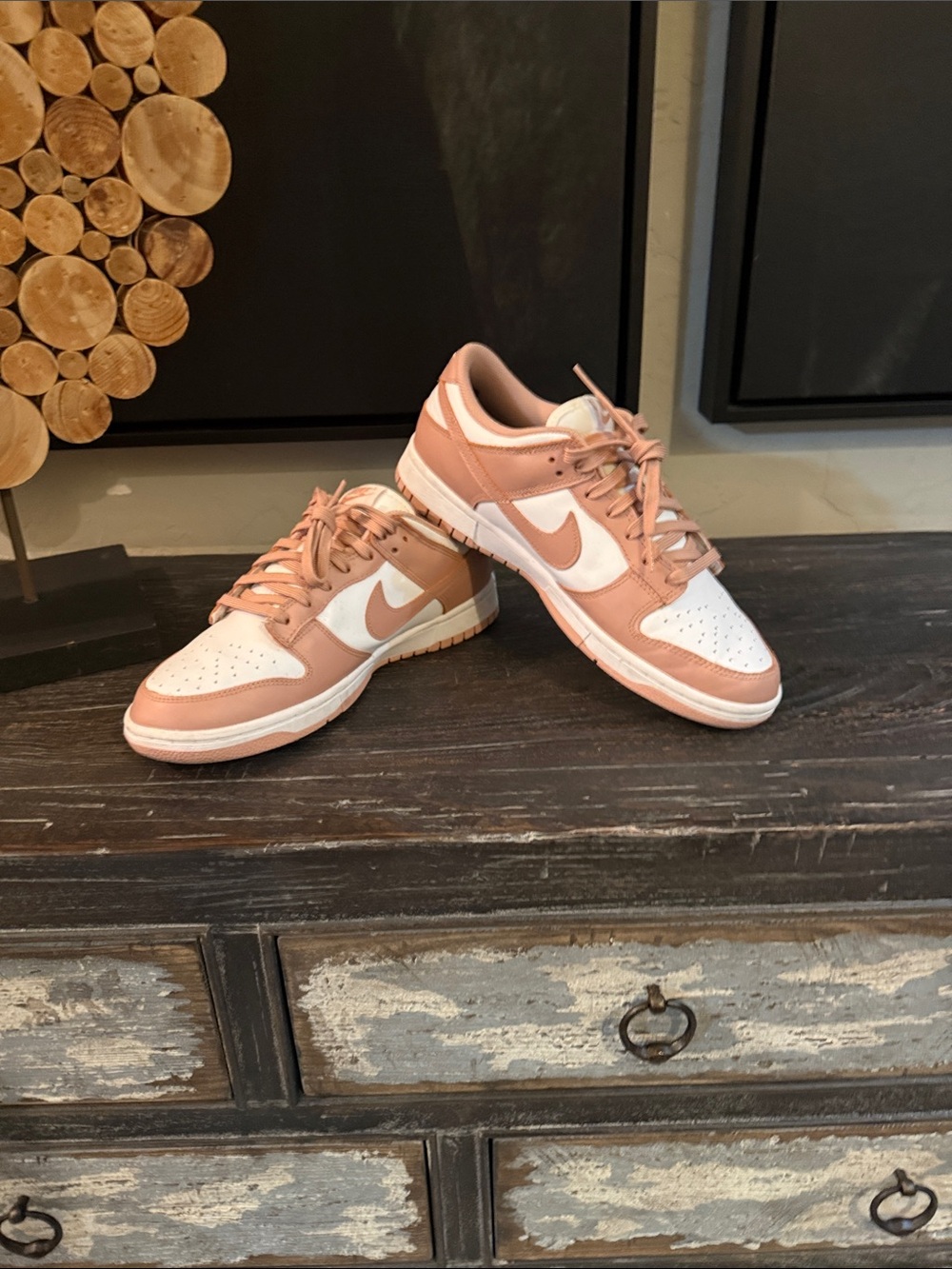 Nike Women’s Blush Pink and White Low-Top Sneakers